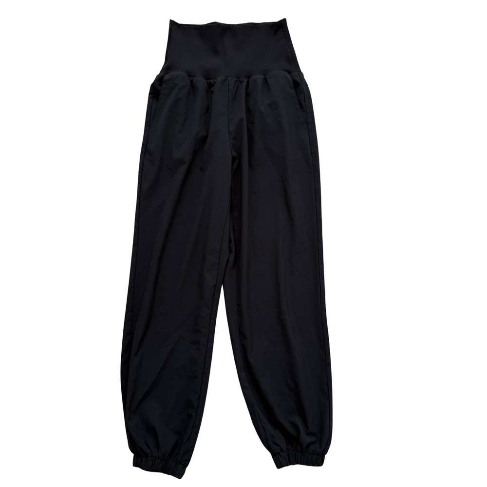Vanilla Star Jogger Pants Womens Small Black High Waisted Ribbed V23911-1‎